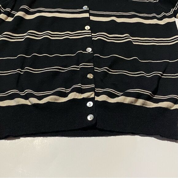 Oliver Perry Knitwear Silk/Cotton Blend Striped Lightweight Cardigan Women's M - Picture 10 of 13